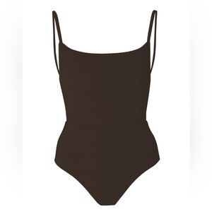 Anemos Swimsuit Square Neck Open Back One Piece Color Espresso Brown Size Small